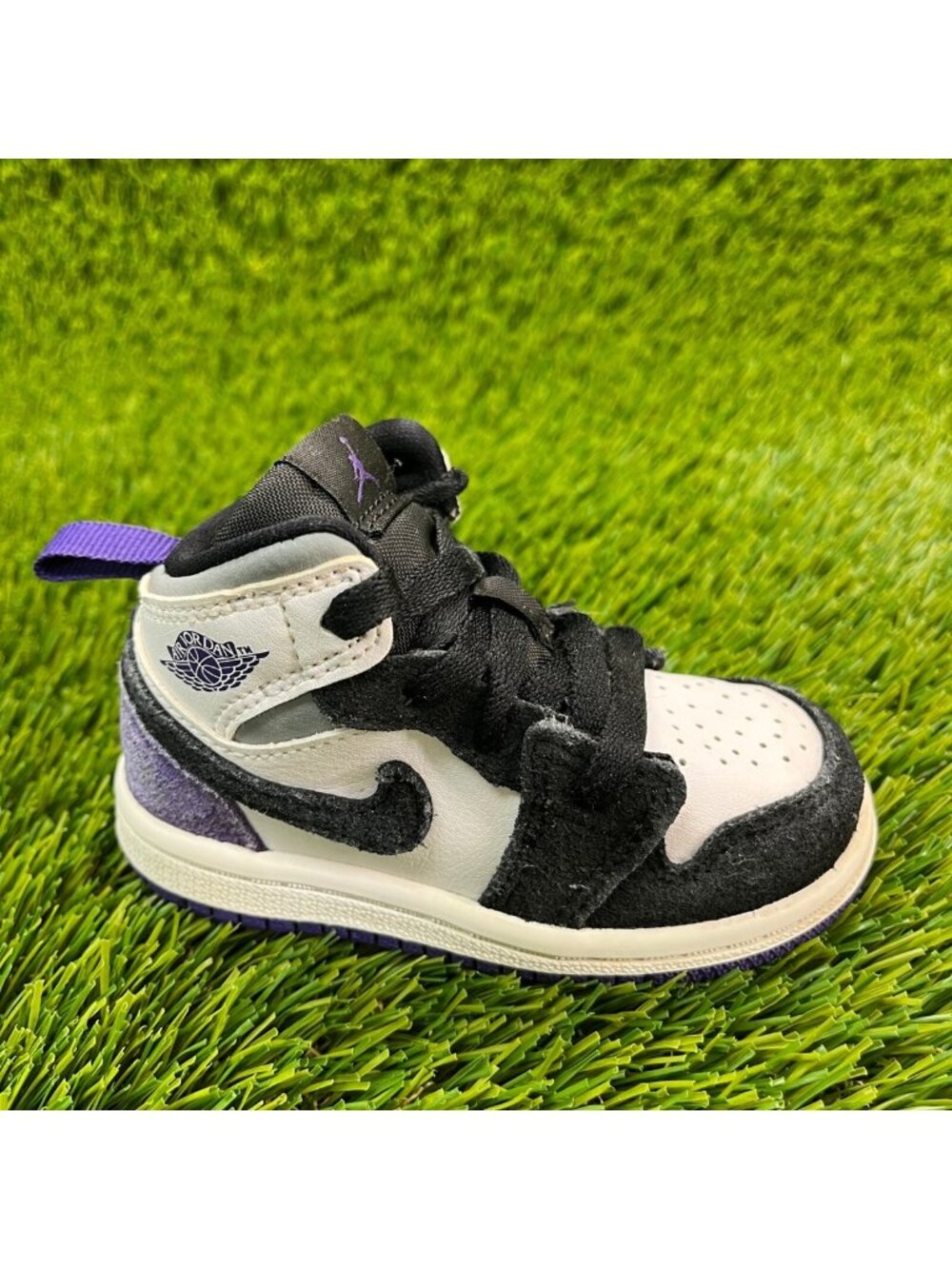 Nike Air Jordan 1 Mid Toddler Size 5C Black Athletic Basketball Shoes‎ Sneakers